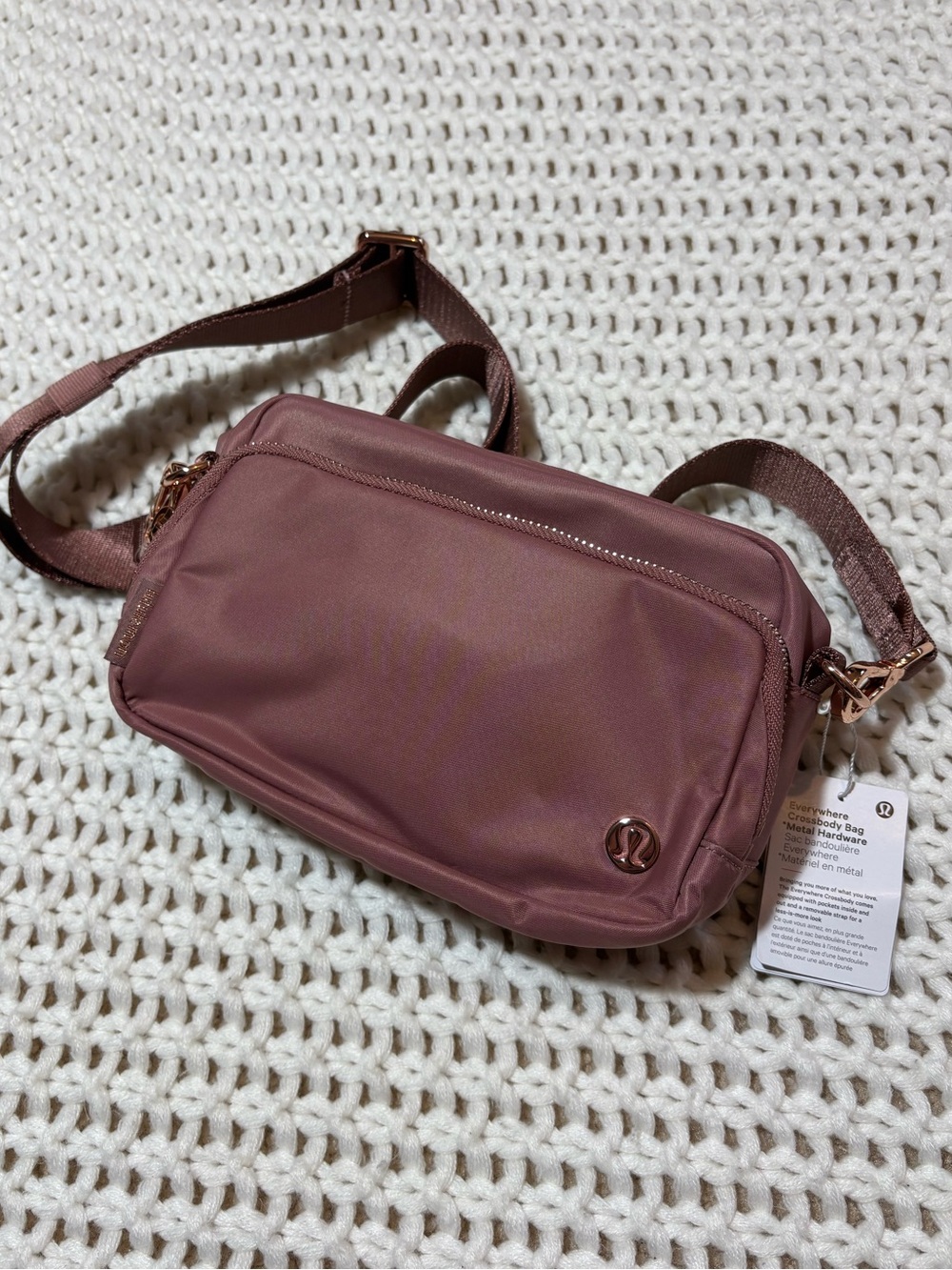 NWT lululemon spiced chai/rose gold everywhere crossbody bag *metal hardware